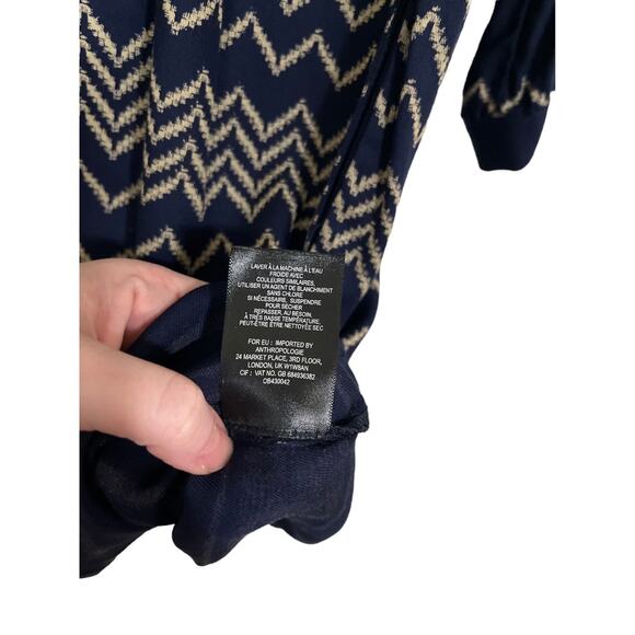Holding Horses Anthropologie Farica Navy Zig Zag Striped Dress Size Small - Picture 7 of 8